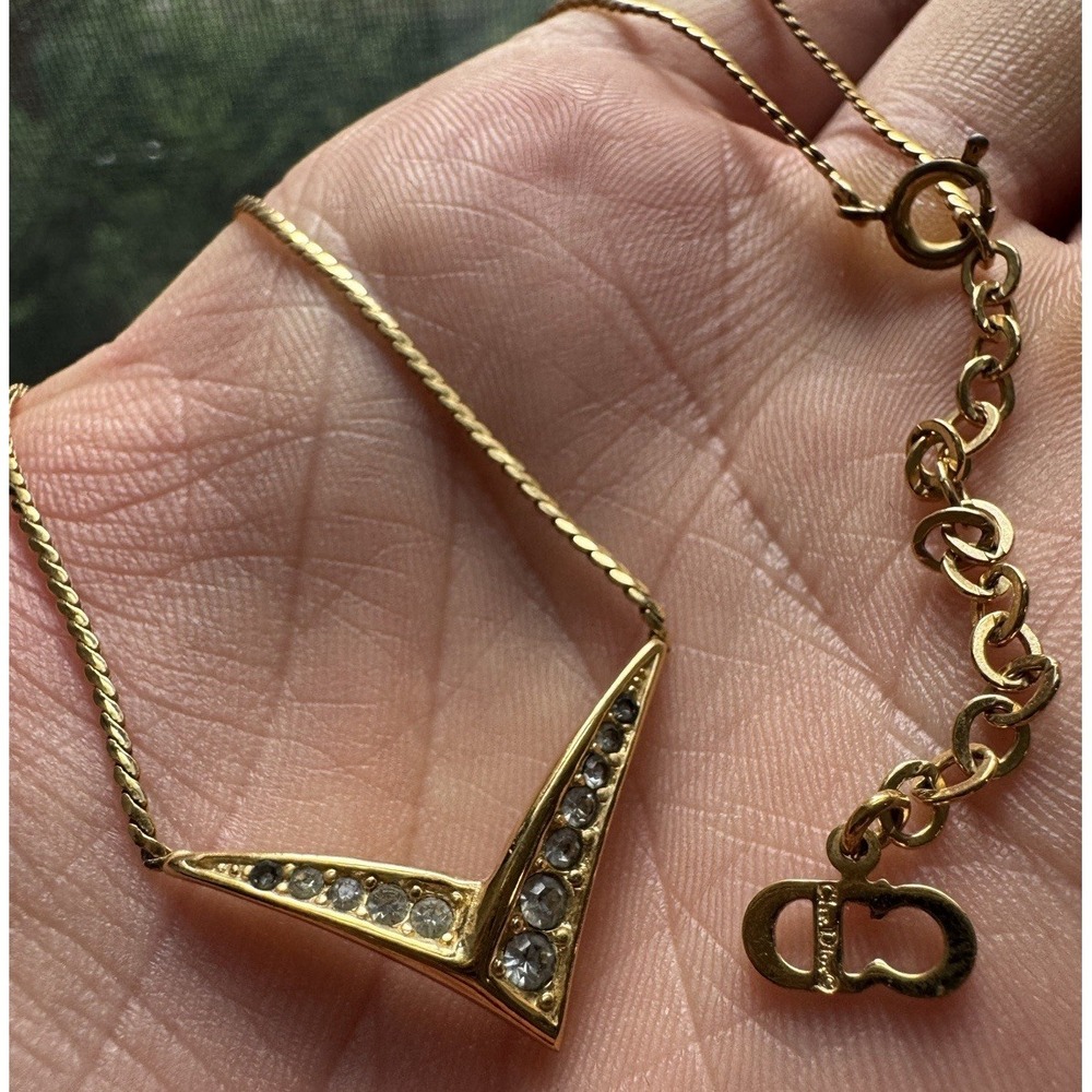 Christian Dior Vintage Gold Necklace with all Stones And Extension